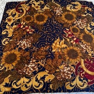 Vintage Chanel Logo Sunflower Silk Scarf Large Square